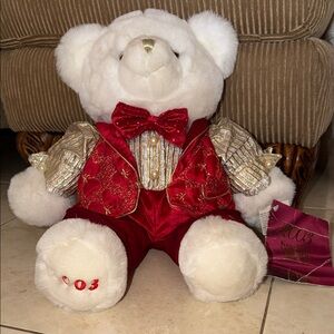 Elegant Red and Gold Kids Costume Bear